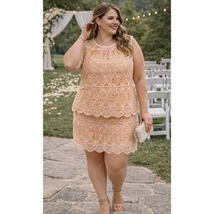 NWT Skies Are Blue Womens Embroidered Sleeveless Blouse & Skirt Set 2X Feminine